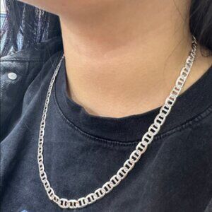 COPY - 925 Sterling Silver Flat Marina 1 Sided Diamond Cut 6.2mm Chain